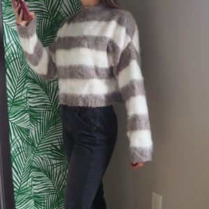 Fuzzy Striped Express Sweater NWT